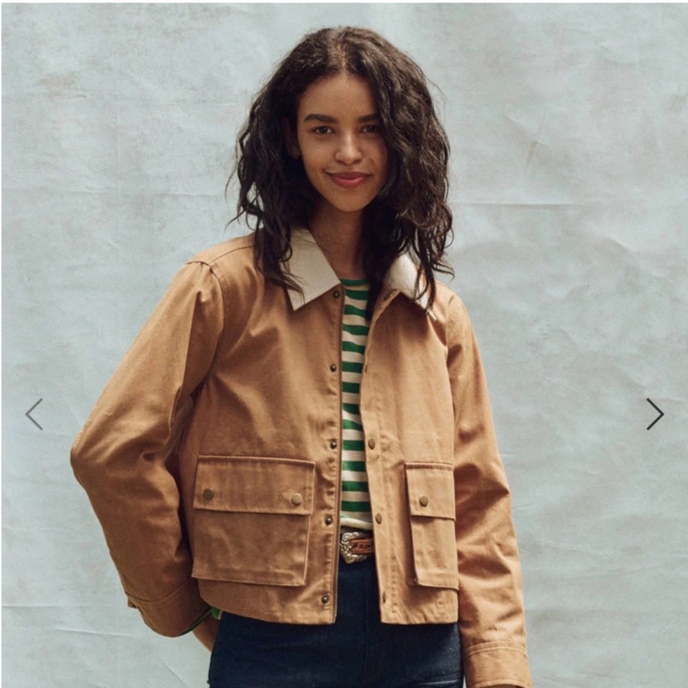 The Great. The Waxed Swingy Jacket in Walnut. Size 2.